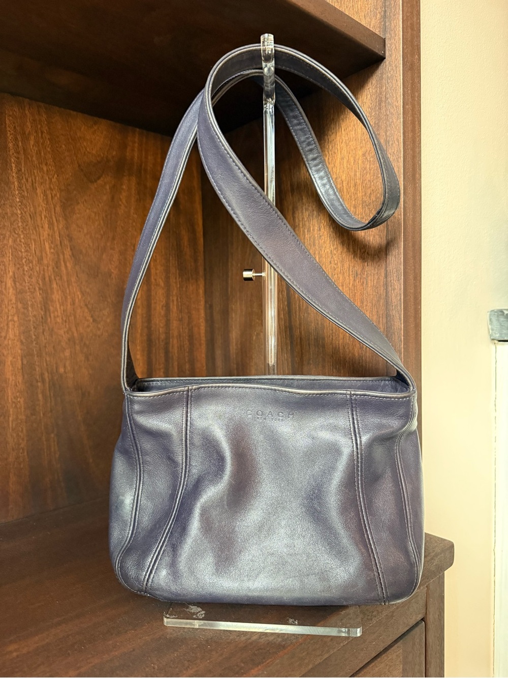 Vintage Coach Ink Purple Lexington Zip Crossbody Bag #4186 Made In D.R.